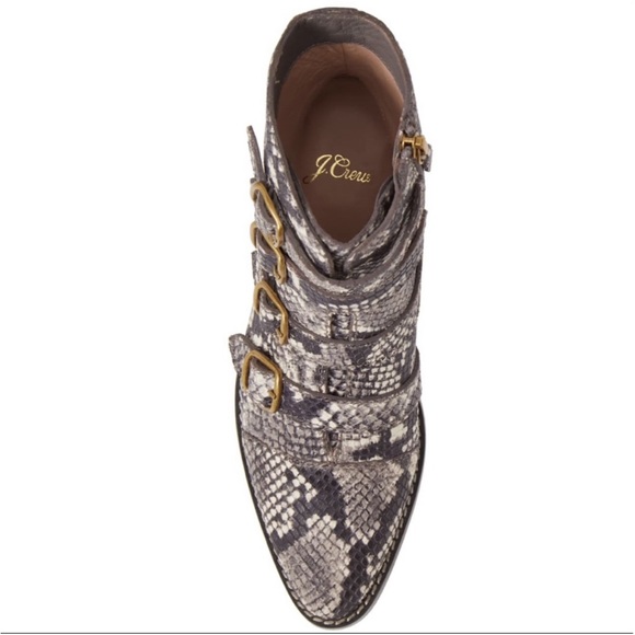 J. Crew NEW Multi-buckle boots in snake-embossed leather 7.5 Retails $298 - Picture 3 of 16